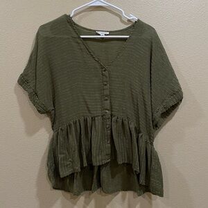 Blu Pepper Button-Down Ruffle Blouse